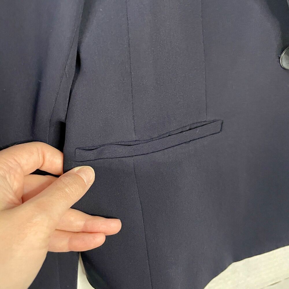 NWOT MNG Suit Mango Size XS Blazer Jacket - Navy Ruffles Long Sleeve Classic - Picture 2 of 9